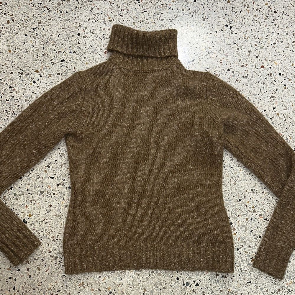 L.L. Bean beige wool cotton blend turtleneck sweater XS